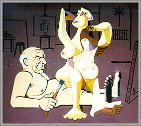 Picasso med model. 1998. 120x135 cm. Acryl på lærred.