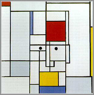 1 Mondrian portræt nr. 5, 65x65 cm.. 1996. Akryl på lærred