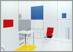 10 Mondrian´s study and bedroom nr. 7. N.Y.  120x171 cm. 1997. Akryl på lærred.j