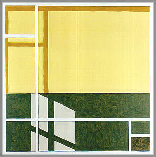 16. Mondrian møder Hopper nr. 3. 80x80 cm. 1996-98. Akryl på lærred.