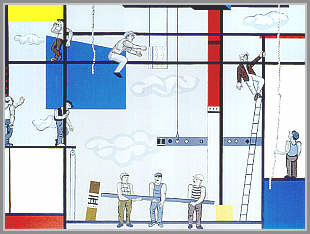 17. Mondrian møder Léger nr. 2. 135x180 cm. 1998. Akryl på lærred.j